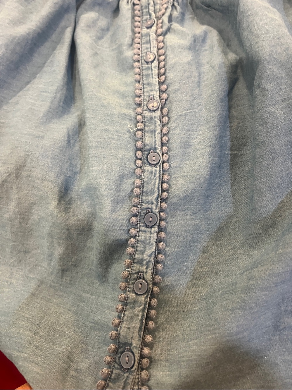 Jessica SimpsonLight Blue Eyelet Ruffle-Shoulder Button Front size 3x - Picture 8 of 8